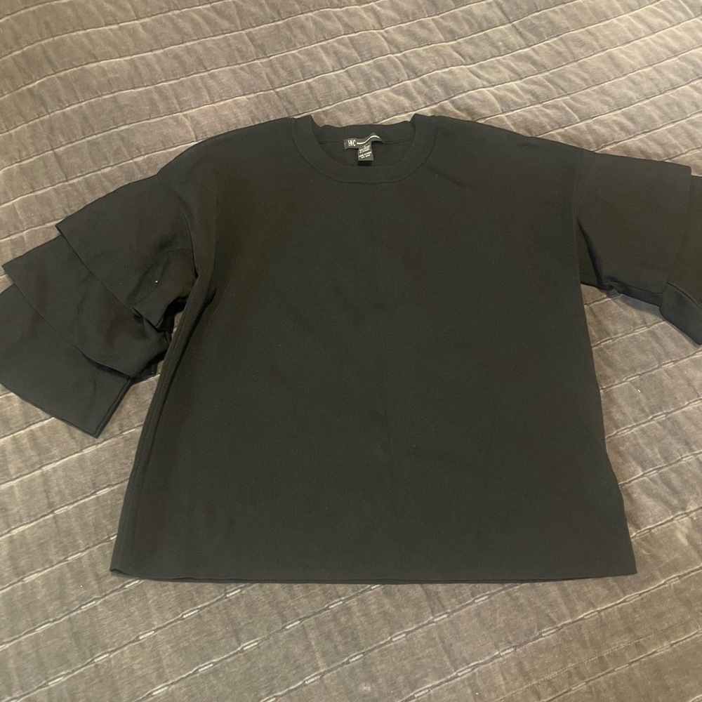 INC International Concepts Black Knit Top